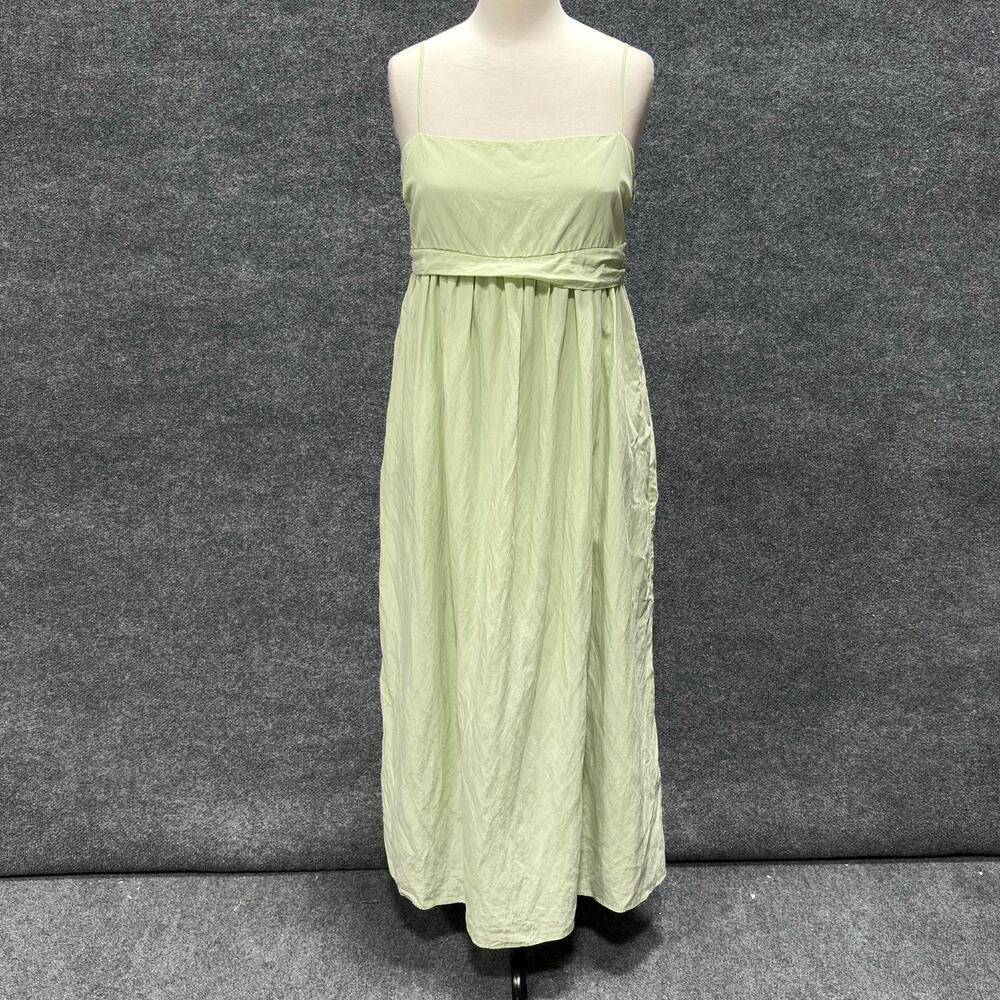 Vince Dress Womens Medium Green Square Neck Empire Waist Tie Back Maxi Sundress